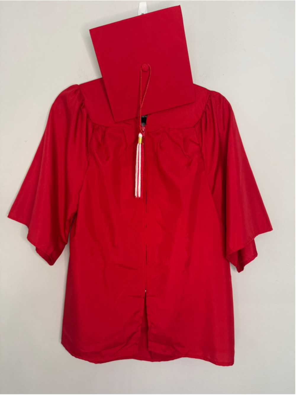 Happy Graduates Graduation Cap and Gown Set Red White size small